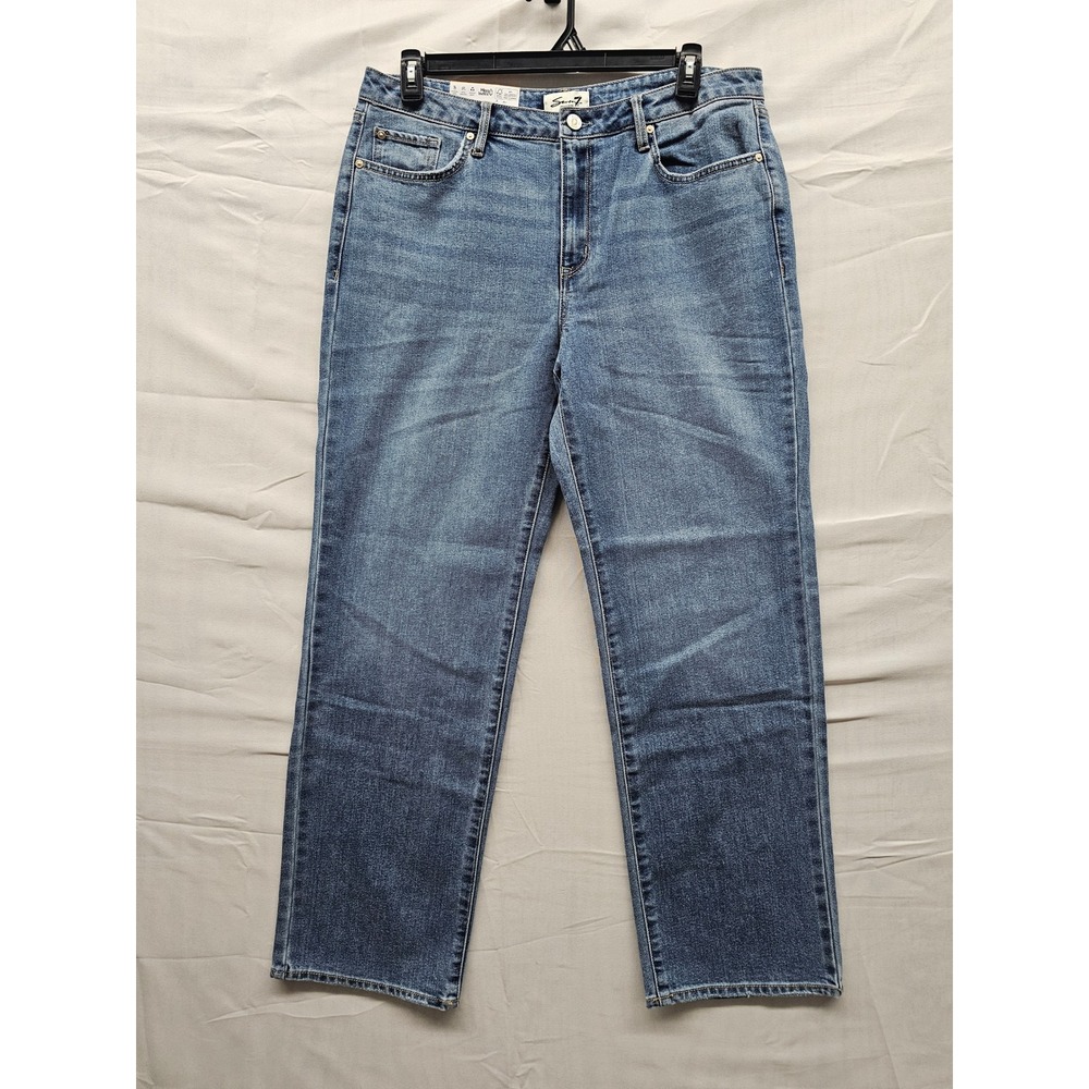 Seven7 Loose Straight Jeans High Rise Authentic Blue Womens Size 12 NEW